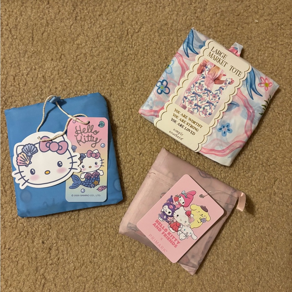 2 Primark Hello Kitty and 1 Simply Southern Market Tote